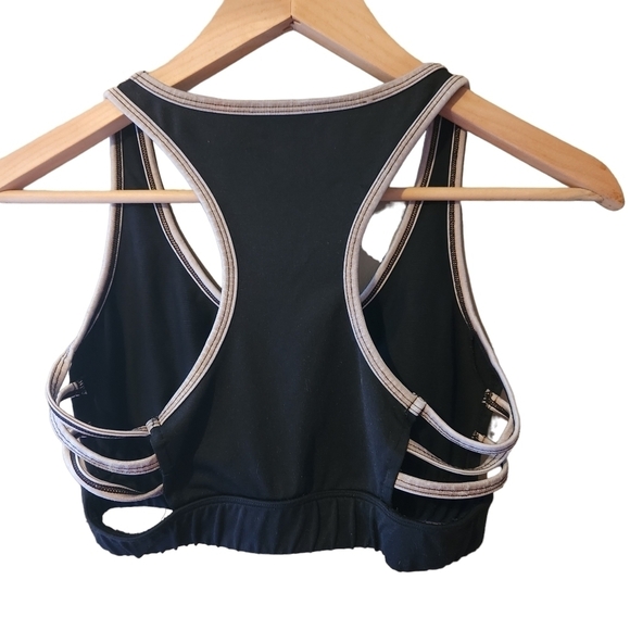 Bebe  sport black silver elastic band racer back sports bra - Picture 6 of 7